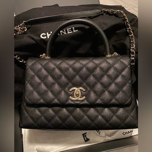 New Chanel Medium Coco Handle Black Caviar